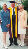 Laurie Rix, daughter of Dr. Don Rix and Eleanor Rix. Family photo taken when Dr. Rix received an honorary degree from the University of Western Ontario where he graduated from medical school.