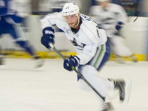 Nicklas Jensen at Vancouver Canucks training camp in Whistler in September. (Richard Lam, PNG)