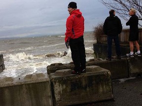 Watching the waves roll in on Boundary Bay in Tsawwassen Wednesday morning.