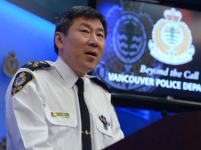 Vancouver Police Chief Jim Chu speaks at a news conference in Vancouver on Friday, Jan. 23, 2015. Chu is set to retire after leading the department for more than seven years.