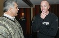 Then-San Francisco 49ers quarterback Jeff Garcia (right) with former B.C. Lions head coach Wally Buono in 2003. The duo teamed up in Calgary for several seasons, winning a Grey Cup championship together in 1998. (Richard Lam, Vancouver Sun files)