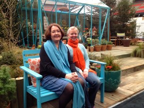 Rose Blamey and Kimberley Loewen in their Gulf Islands garden retreat