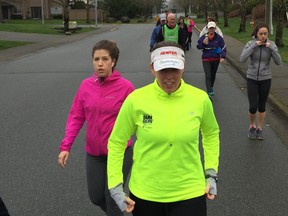 The Sun Run InTraining group works out Saturday morning in Langley. The clinics hit Week 5 on the schedule and began adding time and a few hills to the 13-week program.