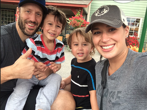 Jason LaBarbera with his wife, Kodette, and sons Ryder and Easton.