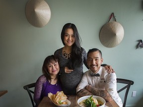 Maria (daughter), Chau (mother) and Andrew (pastry chef) run Chau Veggie Express