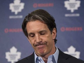Toronto Maple Leafs president Brendan Shanahan at Monday’s news conference. (Chris Young, Canadian Press)