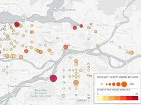 red light camera ticket map