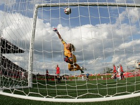 Lucy Bronze of England scores the team's second goal as the ball hits the back of the net behind Ingrid Hjelmseth #1 of Norway during the FIFA Women's World Cup Canada 2015 round of 16 match between Norway and England at Lansdowne Stadium on June 22, 2015 in Ottawa, Canada. (Photo by Andre Ringuette/Getty Images)