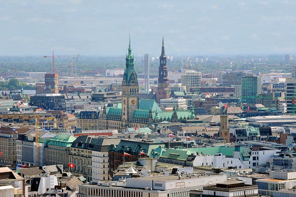 (GERMANY OUT) View over Hamburg with the Town Hall (center)   (Photo by Spiegl/ullstein bild via Getty Images)