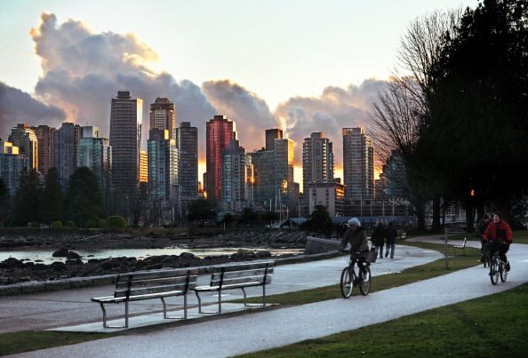 Biking at Stanley Park in Vancouver BC Canada