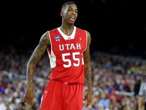 Utah’s Delon Wright is perhaps the best defender of the available point guards in this year’s NBA draft, but is relatively thin at 180 pounds. (Ronald Martinez, Getty Images)