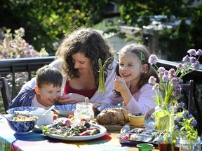 Nicole Fetterly, director of nutrition at Choices Market, with Max, 3, and   Nora 6.