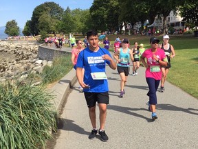 Thousands of runners took part in Sunday's annual Scotiabank Half-Marathon and 5K in Vancouver, and scorching summer heat failed to slow Canada's top athletes, but played havoc with some weekend warriors from UBC to Stanley Park.