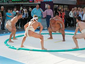 The Bachelor contestants took part in a sumo wrestling competition Monday night.