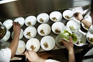 Chefs plating Nextjen Gluten Free Persian Bread Salad Sani Gourmet 2015