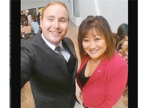 Even though critics have been appalled at the way Vancouver South MP Wai Young compared her Conservative Party to Jesus Christ, her comments are not uncommon in evangelical circles. (Photo: Young poses for a selfie with Pastor Shea Riley of Harvest City Church.)