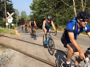 Riders in Sunday's MEC Valley Century Ride head up Majuba Hill toward Yarrow. More than 300 cyclists took part in the annual 100K and 50K scenic road races on a hot day in the Fraser Valley.