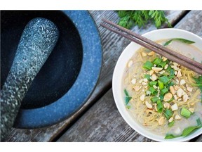 Spicy Peanut Noodle Bowl for Randy Shore sizzling summer video series.
Photograph by: Mark Yuen, Vancouver Sun