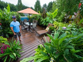 Steve Karolyi on his lushly planted tropical deck
