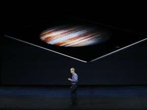 Apple CEO Tim Cook speaks about the iPad Pro during a Special Event at Bill Graham Civic Auditorium September 9, 2015 in San Francisco