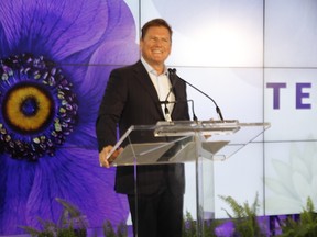 Darren Entwistle, president and CEO of Telus at official opening of Telus Garden office tower.