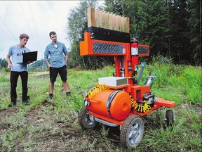 Robots and other forms of Artificial Intelligence could replace millions of workers, including in offices. A basic income for all might be necessary. (Photo: University of Victoria students have constructed a tree-planting robot,  which could eliminate thousands of tree-planting jobs in B.C. alone.)