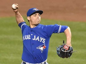 Toronto Blue Jays closer Roberto Osuna pitches in the ninth inning for his 20th save of the season against the host Baltimore Orioles at Camden Yards on Sept. 28, 2015. (Mitchell Layton, Getty Images)