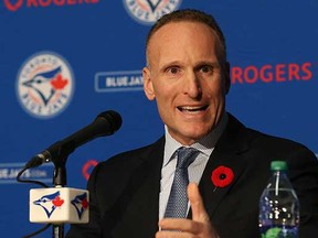 Blue Jays president and CEO Mark Shapiro at his introductory news conference on Monday in Toronto. (Tom Szczerbowski, Getty Images)