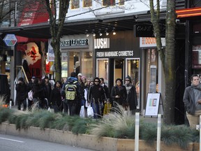 Shoppers on Robson Street in downtown Vancouver.