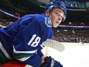 Jake Virtanen has played 19 games this season for the Vancouver Canucks, recording four points (1-3-4) and 15 penalty minutes. (Jeff Vinnick, NHLI via Getty Images)