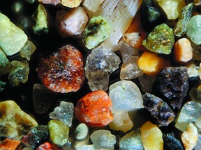 Microscopic look at sand from a beach on the Salish Sea, southwest of Vancouver. This awe-inspiring photo, magnified 120 times, is one of many in the artistic and scientific book, The Secrets of Sand.