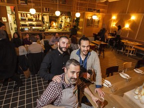 Owners of Osteria Savio Volpe Mark Perrier (foreground), Paul Grunberg (left) and Craig Stanghetta,