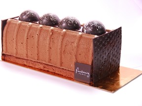 Chocolate and coconut mousse buche from Faubourg Paris