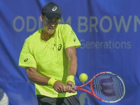 2013 File photo - Canadian Vasek Pospisil, August 14th, at West Vancouver's Hollyburn Country Club during the Odlum Brown final against Great Britain's Daniel Evans. Pospisil won the match. (Ward Perrin/PNG)