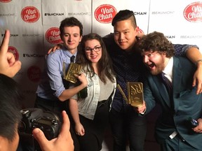 Our team after accepting Best Directing and Best Guest Acting awards for Average Dicks at the first annual Vanchan awards.