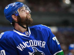 Chris Higgins of the Vancouver Canucks, pictured during an April 2015 National Hockey League game at Rogers Arena. (Jeff Vinnick, NHLI via Getty Images)