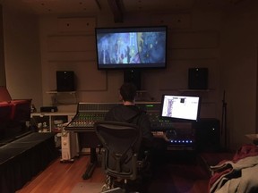 Rob hard at work on the sound mix.