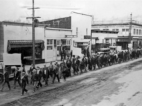 Archive image of miners marching in Princeton.