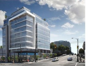 Artist’s rendering of the new office building going up at 988 West Broadway.