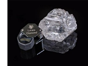 An 1,111-carat diamond is shown in this undated handout photo. A Vancouver mining company says it has found one of the world's largest diamonds at its Karowe Mine in Botswana. THE CANADIAN PRESS/HO - Lucara Diamond Corp., Lucian Coman