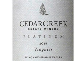 CedarCreek Platinum Viognier 2014, Okanagan Valley, $27.49.