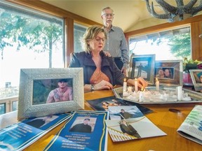 Christine Norris with husband Dave light candles for their son Ryan at their home in Lions Bay. Ryan Norris was found dead in an East Vancouver home on Dec. 22 of a suspected fentanyl overdose. His mother Christine is angry that her son was turned away from so many hospitals where he sought to get help before he died.