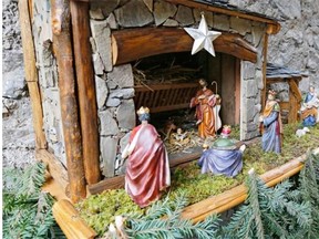 A crib is displayed in Luceram, southeastern France, Friday, Dec. 18, 2015, as part of the Circuit des Creches exhibition of several hundred manger scenes depicting the Christian nativity annually displayed in the streets of the medieval mountain village, north of Nice.