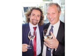 Davide Orru offered Italian consul-general Massimiliano Iacchini a glass of Monte Schiavo wine from the latter’s Adriatic Coast Marche region.