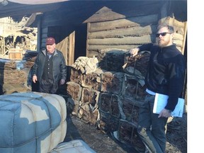 Set decorator Hamish Purdy of Metro Vancouver (right) on the set of the movie The Revenant. Purdy has been nominated for an Academy Award in production design, along with Jack Fisk.