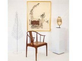 Designer Hans Wegner is most known for his Papa chair and Wishbone chair. Online shop Caviar20 paired one of his Chinese chairs with fine art at Toronto’s IDS 2016, as part of their Decades of Chairs exhibition.