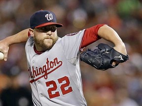 The Toronto Blue Jays have made exactly one significant transaction this off-season, acquiring relief pitcher Drew Storen (above) from Washington for outfielder Ben Revere, a deal that added a reasonable $2 million to the budget. (Patrick Semansky, Associated Press)