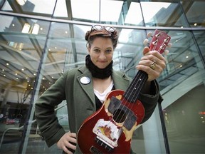 Amanda Palmer is pictured with her famous Ukulele in Vancouver.