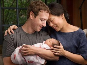Facebook CEO Mark Zuckerberg with his wife Priscilla with their new daughter Max.