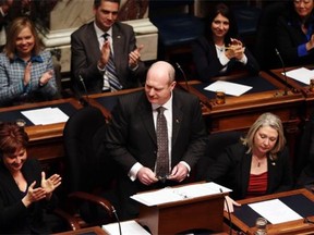 B.C. Finance Minister Mike de Jong delivered the 2016 provincial budget in Victoria on Tuesday.